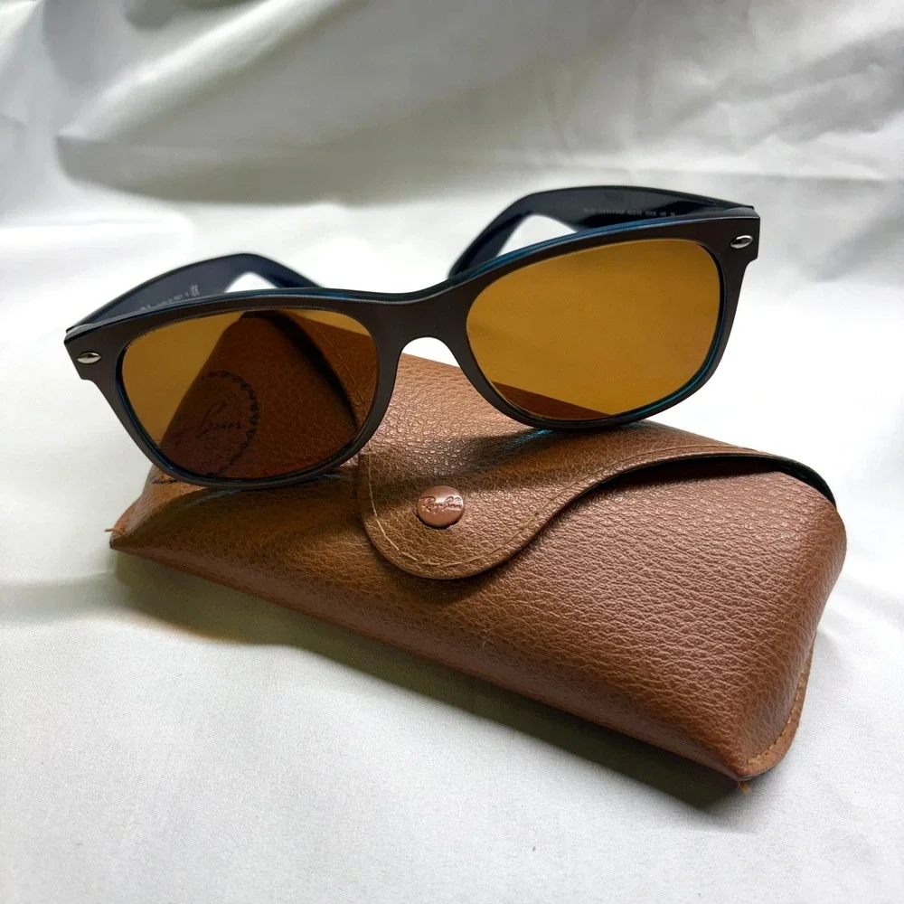 Ray-Ban Used Wayfarer RB2132 Sunglasses Unisex 55mm Blue Brown Good Prescription